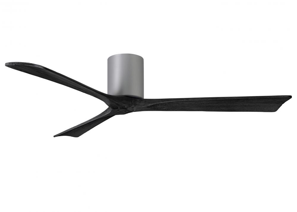 Irene-3H - Three Blade Flush Mount Paddle Fan - 60" - Brushed Nickel Finish - Matte Black Blades