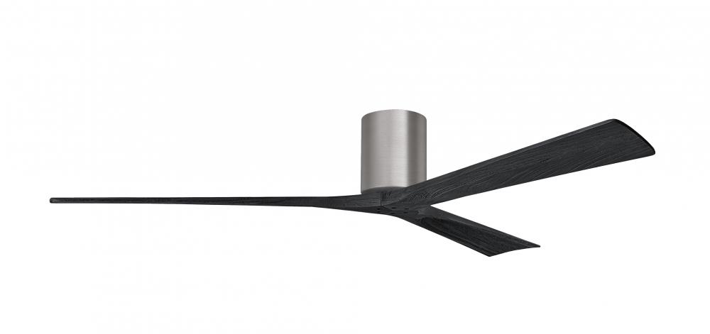 Irene-3H - Three Blade Flush Mount Paddle Fan - 72" - Brushed Pewter Finish - Matte Black Blades