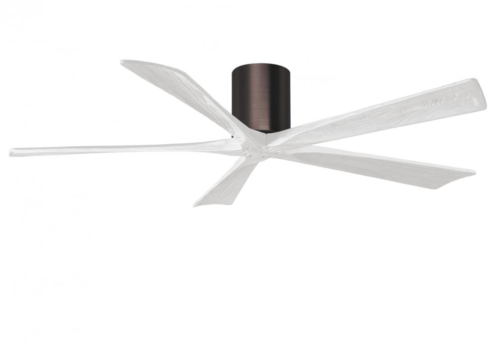 Irene-5H - 60" Five Blade Flush Mount Paddle Fan - Brushed Bronze Finish - Matte White Blades