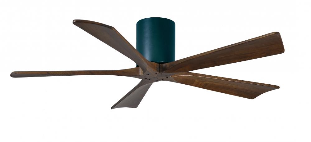 Irene-5H - 52" Five Blade Flush Mount Paddle Fan - Matte Black Finish - Walnut Tone Blades
