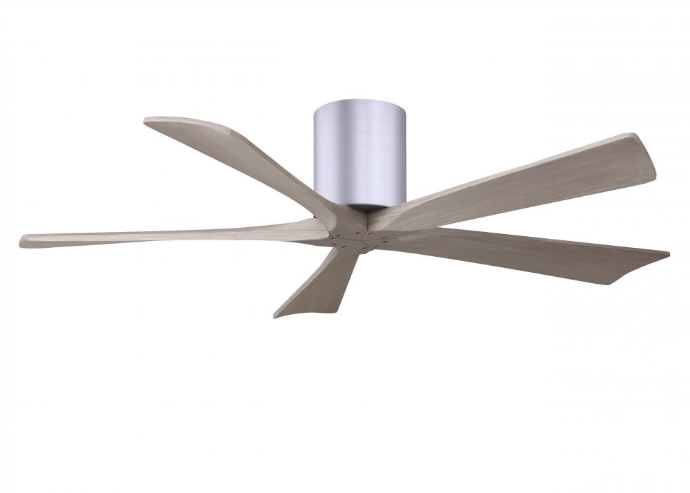 Irene-5H - 52" Five Blade Flush Mount Paddle Fan - Brushed Nickel Finish - Gray Ash Tone Blades