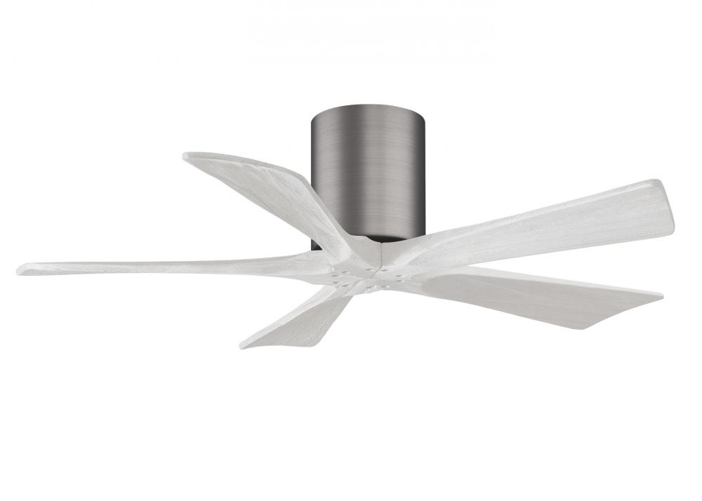 Irene-5H - 42" Five Blade Flush Mount Paddle Fan - Brushed Pewter Finish - Matte White Blades