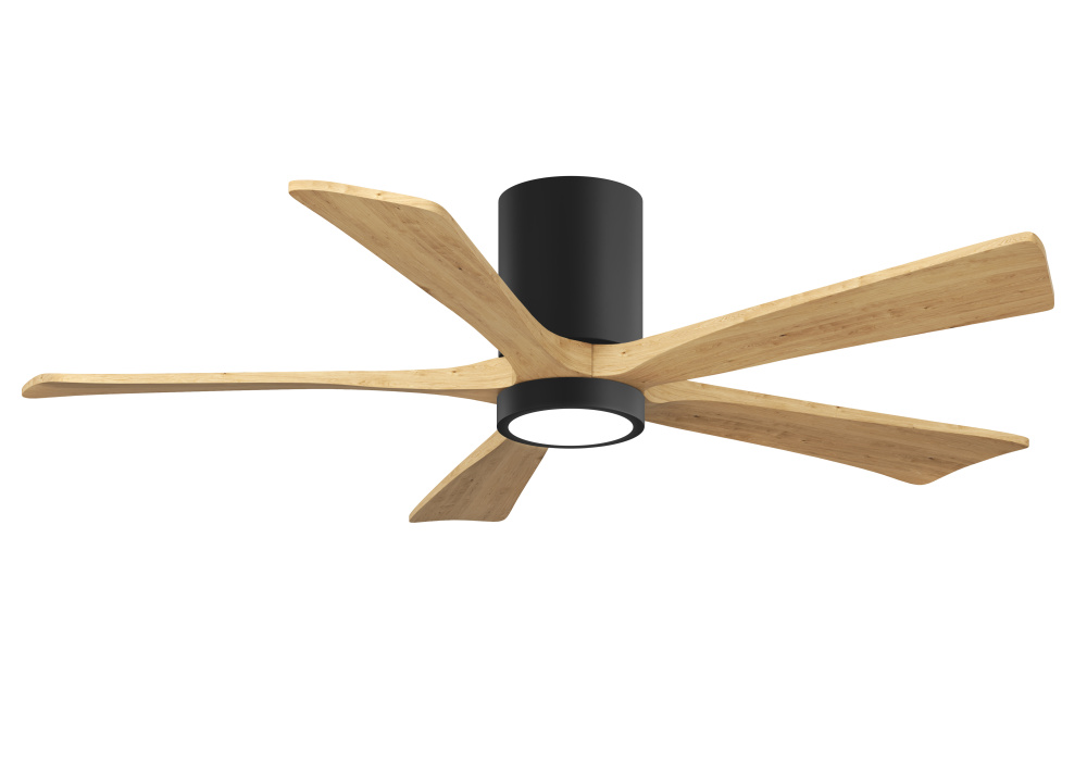 Irene - 5HLK - 52" Five Blade Flush Mount Paddle Fan - 5CCT Integrated LED - Matte Black Finish