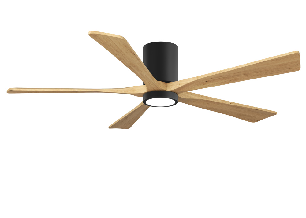 Irene - 5HLK - 60" Five Blade Flush Mount Paddle Fan - 5CCT Integrated LED - Matte Black Finish