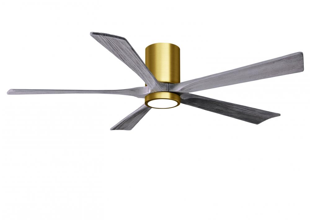 Irene-5HLK - 60" Five Blade Flush Mount Paddle Fan - 5CCT Integrated LED - Brushed Brass Finish