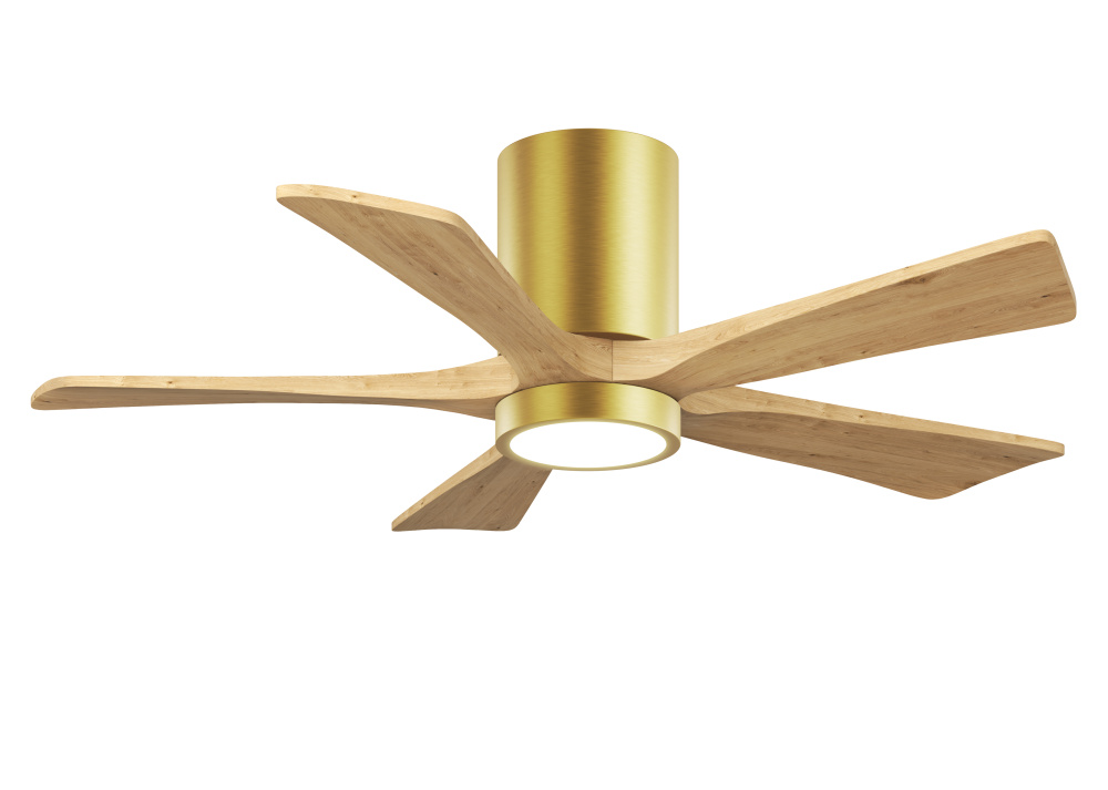 Irene - 5HLK - 42" Five Blade Flush Mount Paddle Fan - 5CCT Integrated LED - Brushed Brass Finis