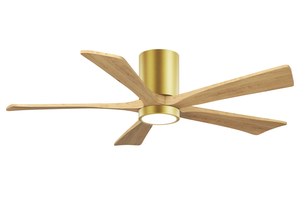 Irene - 5HLK - 52" Five Blade Flush Mount Paddle Fan - 5CCT Integrated LED - Brushed Brass Finis