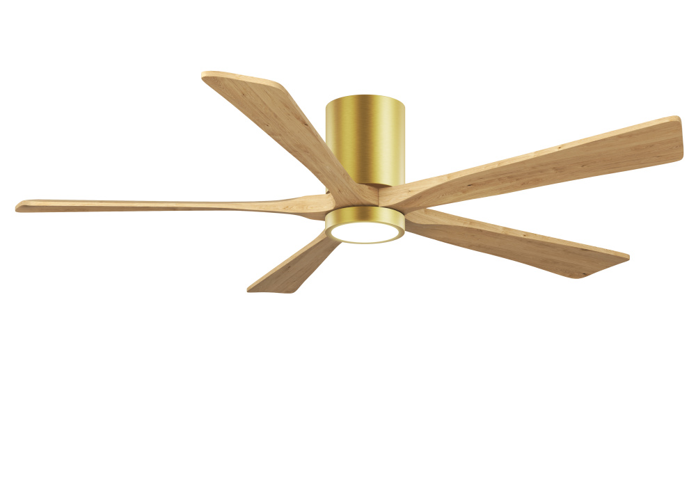 Irene - 5HLK - 60" Five Blade Flush Mount Paddle Fan - 5CCT Integrated LED - Brushed Brass Finis