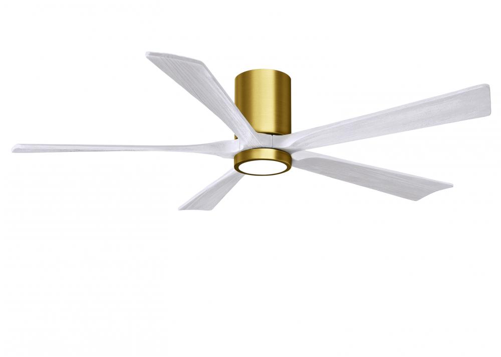 Irene-5HLK - 60" Five Blade Flush Mount Paddle Fan - 5CCT Integrated LED - Brushed Brass Finish