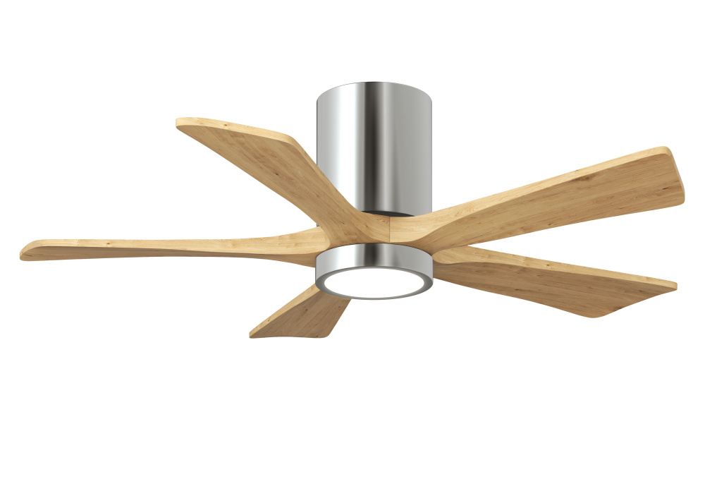 Irene - 5HLK - 42" Five Blade Flush Mount Paddle Fan - 5CCT Integrated LED - Polished Chrome Fin
