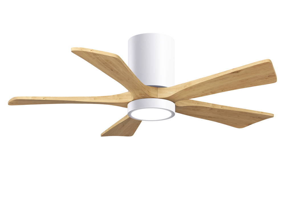 Irene - 5HLK - 42" Five Blade Flush Mount Paddle Fan - 5CCT Integrated LED - Gloss White Finish
