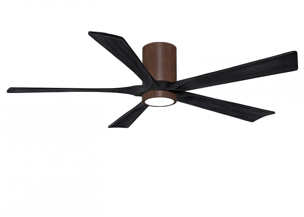 Irene-5HLK - 60" Five Blade Flush Mount Paddle Fan - 5CCT Integrated LED - Walnut Tone Finish