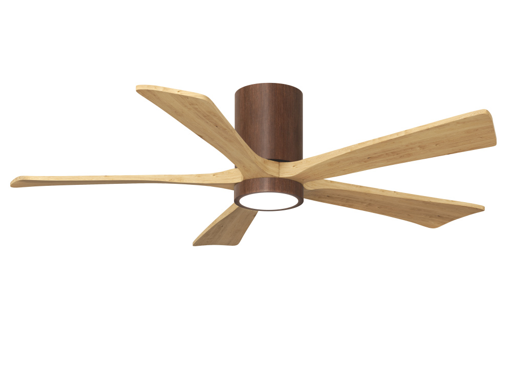 Irene-5HLK-52" Five Blade Flush Mount Paddle Fan-5CCT Integrated LED-Gloss Walnut Tone Finish