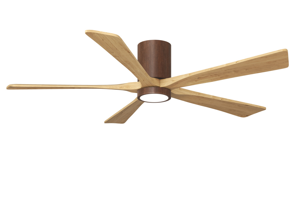Irene-5HLK-60" Five Blade Flush Mount Paddle Fan-5CCT Integrated LED-Gloss Walnut Tone Finish