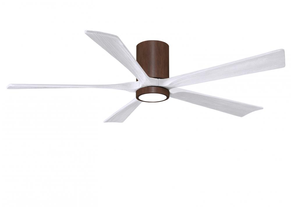Irene-5HLK - 60" Five Blade Flush Mount Paddle Fan - 5CCT Integrated LED - Walnut Tone Finish