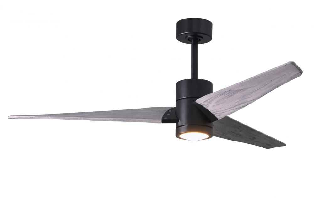 Super Janet - 60" Ceiling Fan - Integrated LED - Matte Black Finish - Barn Wood Tone Blades
