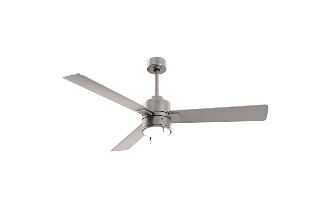 Steven-52 Three Blade Ceiling Fan-Integrated LED-Brushed Nickel Finish-Brushed Nickel Blades
