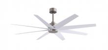 Matthews Fan Company AN-BN-MWH-64 - Ariella - Eight Blade Ceiling Fan - Brushed Nickel Finish - Matte White Blades