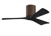 Matthews Fan Company IR3H-WN-BK-42 - Irene-3H - Three Blade Flush Mount Paddle Fan - 42" - Walnut Finish - Matte Black Blades