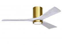 Matthews Fan Company IR3HLK-BRBR-MWH-52 - Irene-3HLK - 52" Three Blade Flush Mount Paddle Fan - 5CCT Integrated LED - Brushed Brass Finish