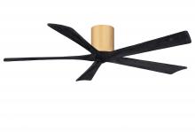 Matthews Fan Company IR5H-LM-BK-60 - Irene-5H - 60" Five Blade Flush Mount Paddle Fan - Light Maple Tone Finish - Matte Black Blades