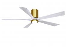 Matthews Fan Company IR5HLK-BRBR-MWH-60 - Irene-5HLK - 60" Five Blade Flush Mount Paddle Fan - 5CCT Integrated LED - Brushed Brass Finish