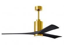 Matthews Fan Company PA3-BRBR-BK-60 - Patricia-3 - 60" Three Blade Ceiling Fan - 5CCT Integrated LED - Brushed Brass Finish