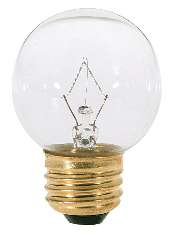 25 Watt G16 1/2 Incandescent; Clear; 1500 Average rated hours; 220 Lumens; Medium base; 120 Volt