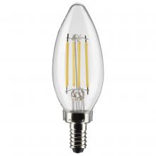 Satco Products Inc. S21266 - 4 Watt B11 LED Filament; Clear; Candelabra base; 90 CRI; 3500K; 120 Volt