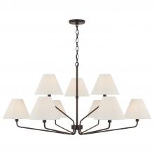 Capital 456691ES-713 - 9-Light Angular Two-Tier Chandelier in Espresso with Tapered Soft Tan Fabric Shades