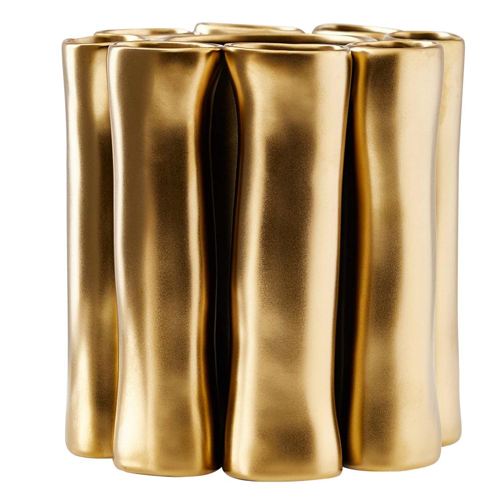Metallic Glaze Ring Bud Vase