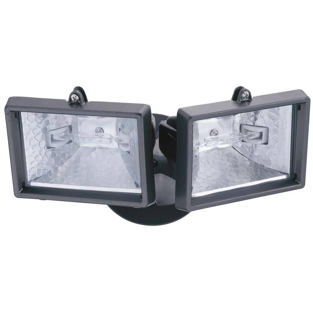 Outdoor Bronze Quartz Halogen Mini Twin-Head Floodlight