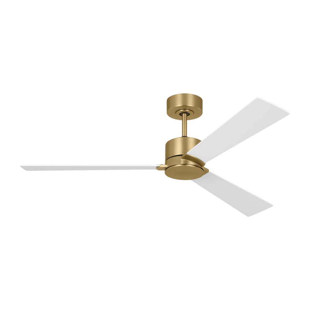 Rozzen 52 Ceiling Fan in Burnished Brass with Matte White Blades