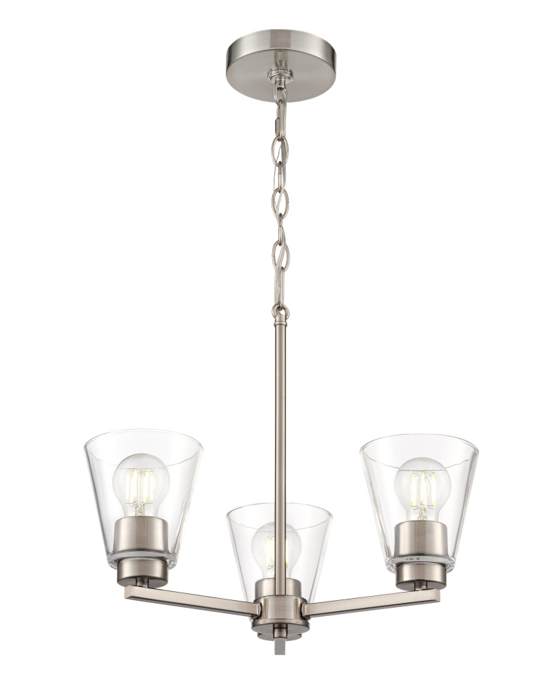 Strayhan 18" 3-Light Chandelier - Brushed Nickel