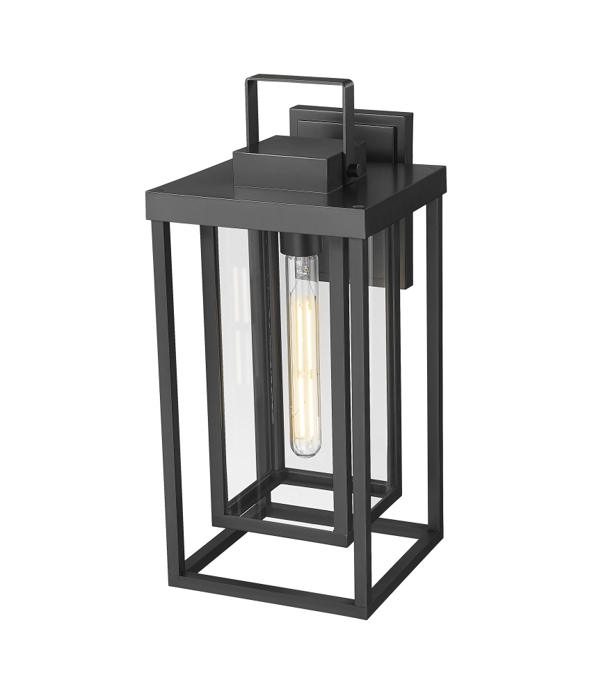 McDonough 18" High 1-Light Outdoor Wall Lantern - Powder Coated Black