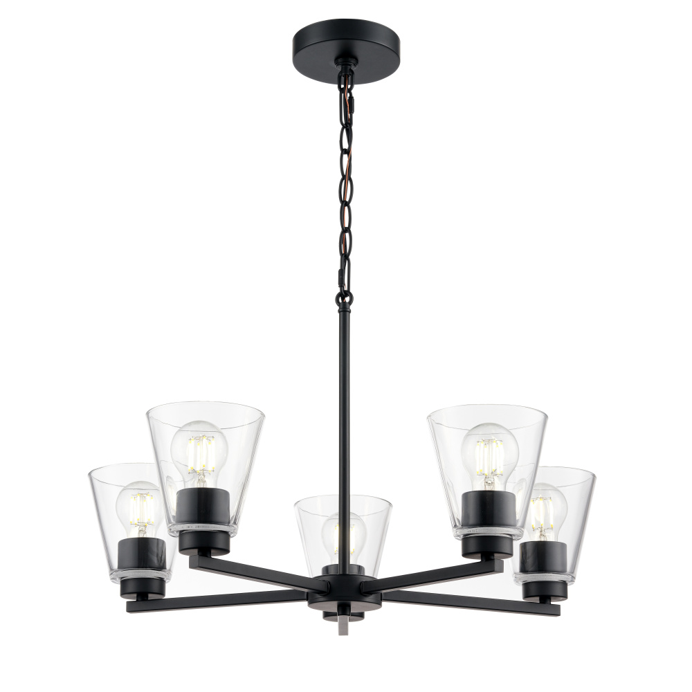 Strayhan 24" 5-Light Chandelier - Matte Black
