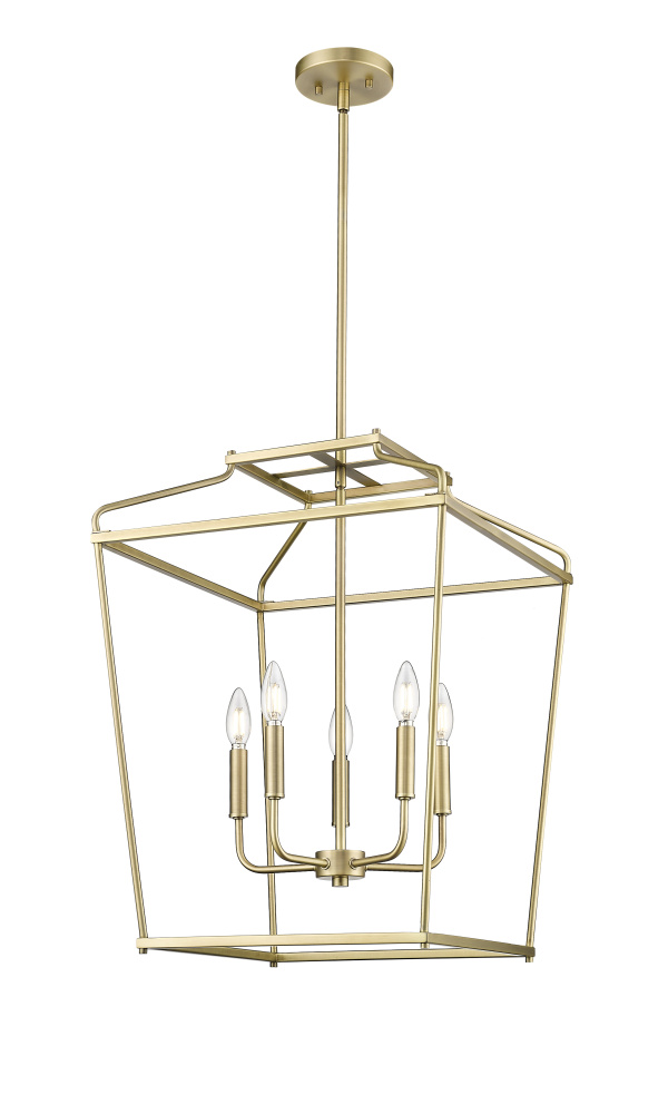 Nellita 18" Wide 5-Light Pendant - Vintage Brass
