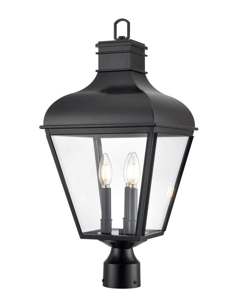 Edenton 24" High 3-Light Outdoor Post Lantern - Matte Black