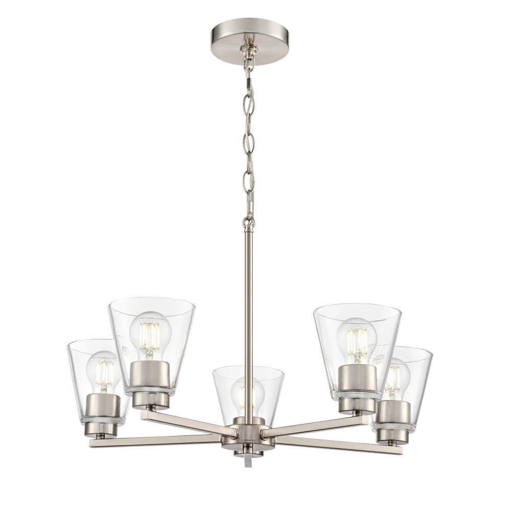 Strayhan 24" 5-Light Chandelier - Brushed Nickel