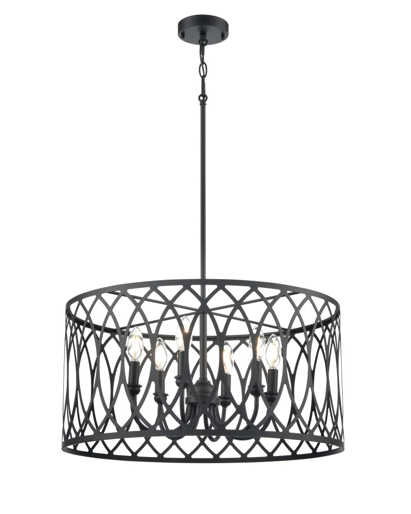 Arelyn 23" Wide 6-Light Pendant - Matte Black