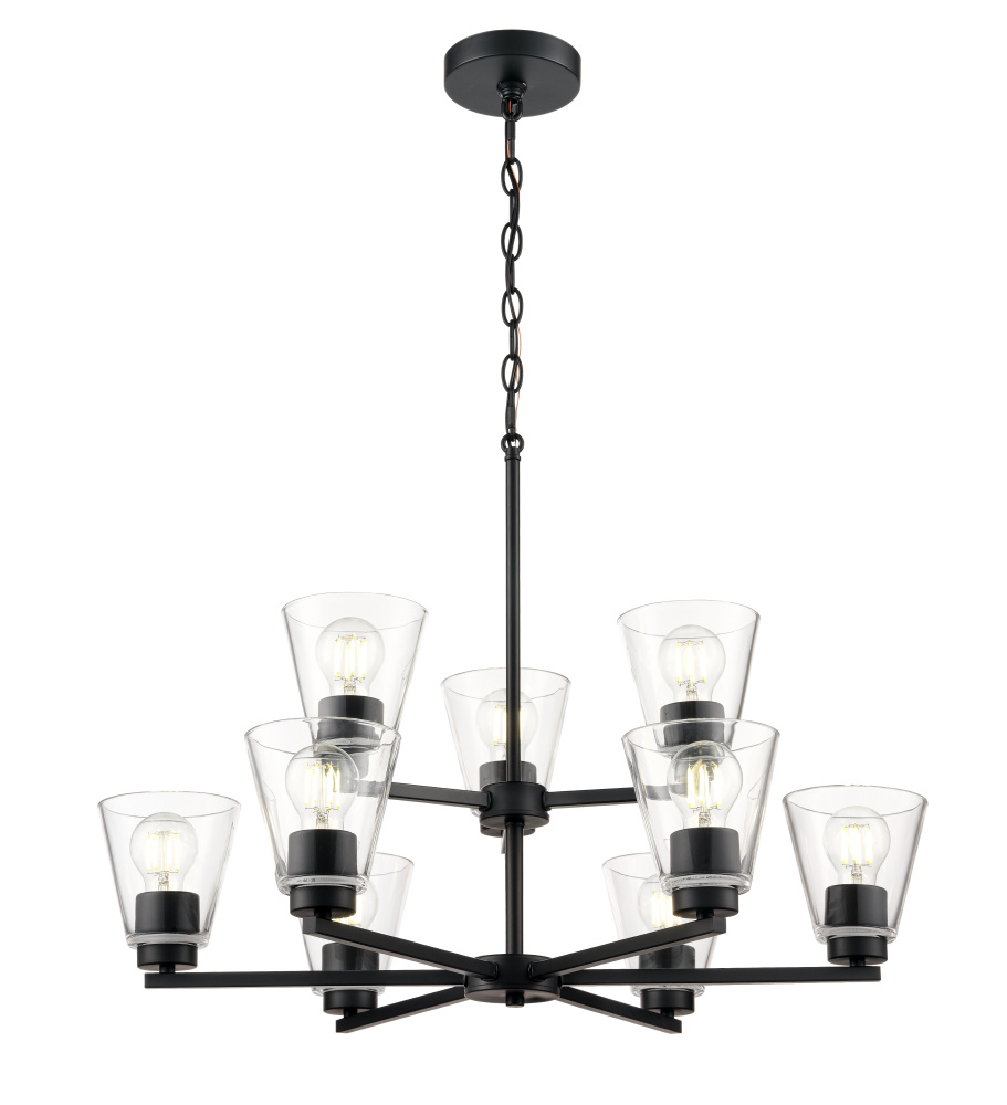 Strayhan 28.5" 9-Light Chandelier - Matte Black