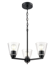 Millennium 64103-MB - Strayhan 18" 3-Light Chandelier - Matte Black
