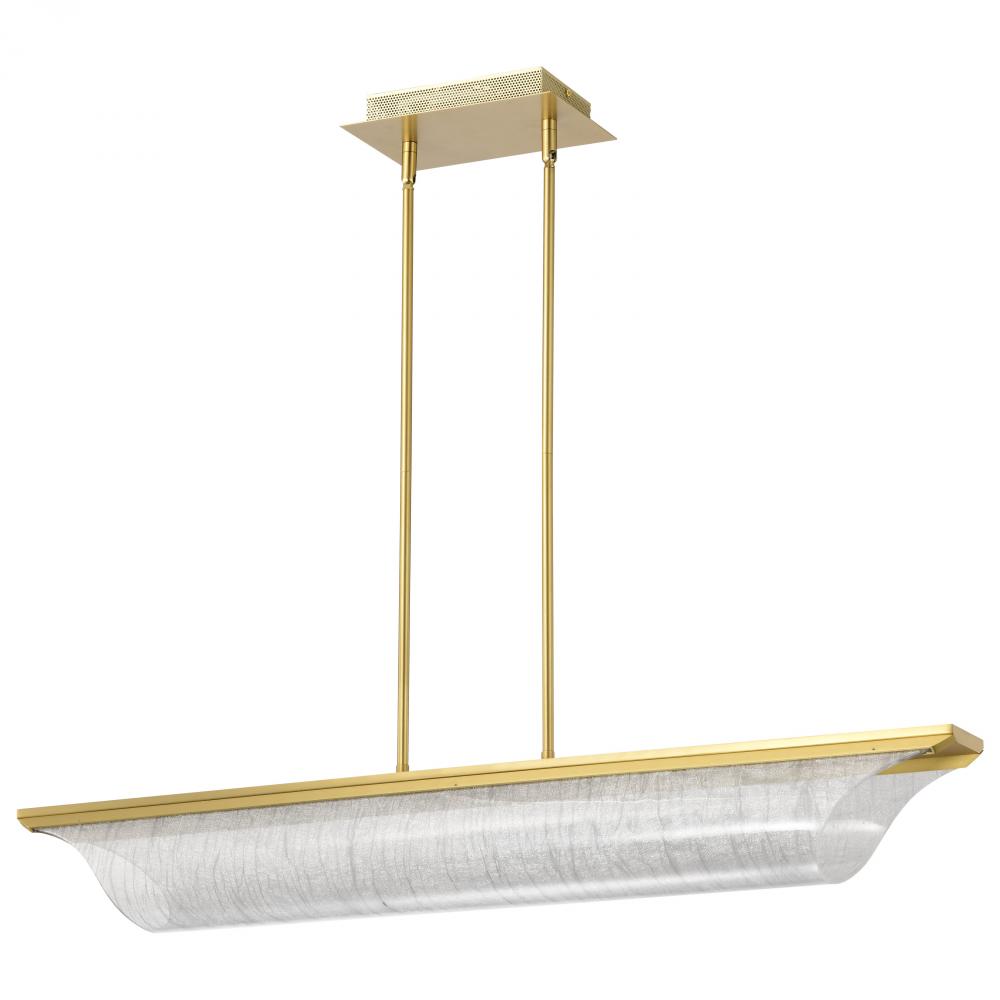 Idris; LED Island Pendant; Vintage Brass Finish; Light Guide Panels