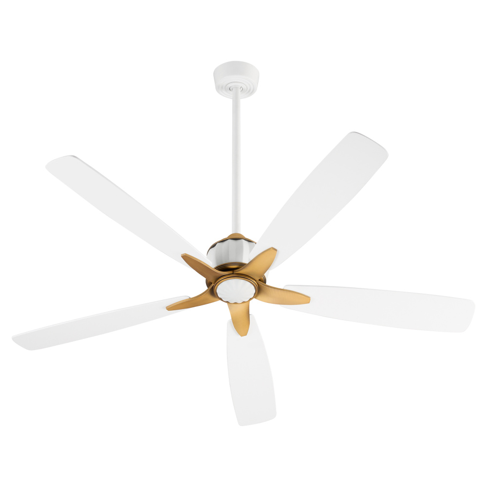 OPHELIA 60" 5CCT FAN - STUDIO WHITE/BRUSHED BRASS