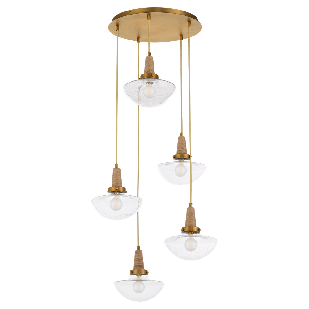 STOCKPORT 5 LIGHT PENDANT - BRUSHED BRASS