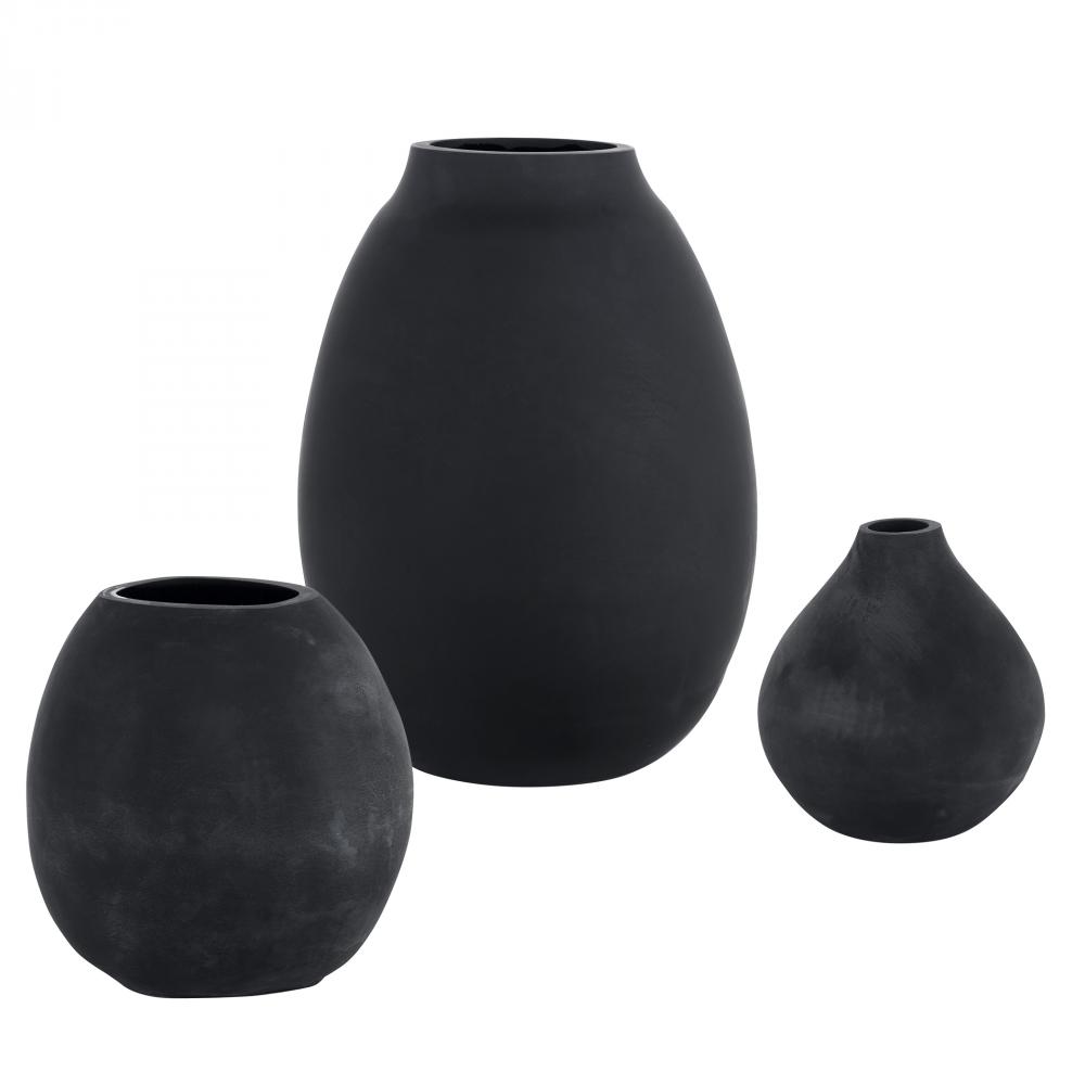 Uttermost Hearth Matte Black Vases Set/3
